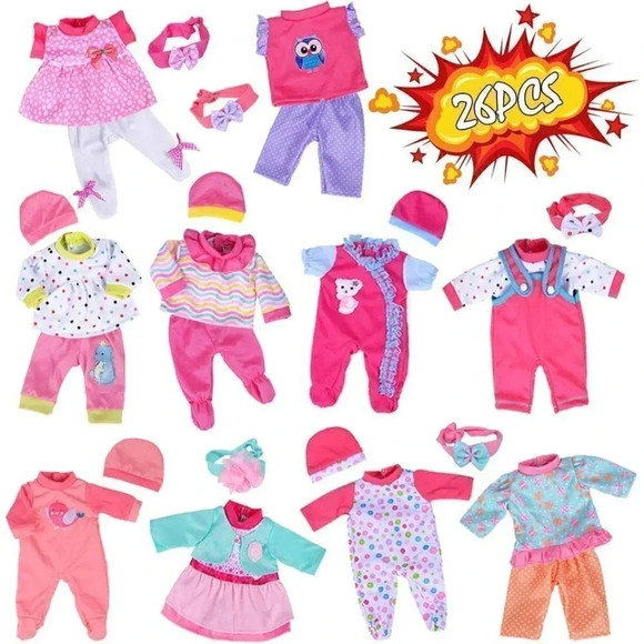 10 Sets Total 26 Pcs Doll Accesories for 10 inch Baby Dolls 12 inch Baby Dolls - Picture 2 of 14